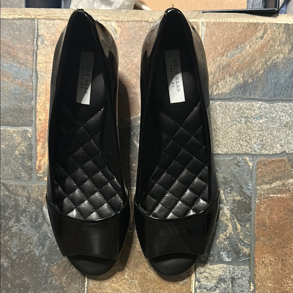Cole Haan Black Peep-Toe Heels